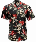 ORIGINAL HAWAIIHEMD - HELICONIA PARADISE - BLACK - PARADISE FOUND