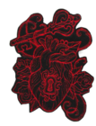 ANATOMICAL HEART AND KEY EMBROIDERED IRON ON PATCH