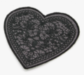 BLACK LACE HEART EMBROIDERED IRON ON PATCH